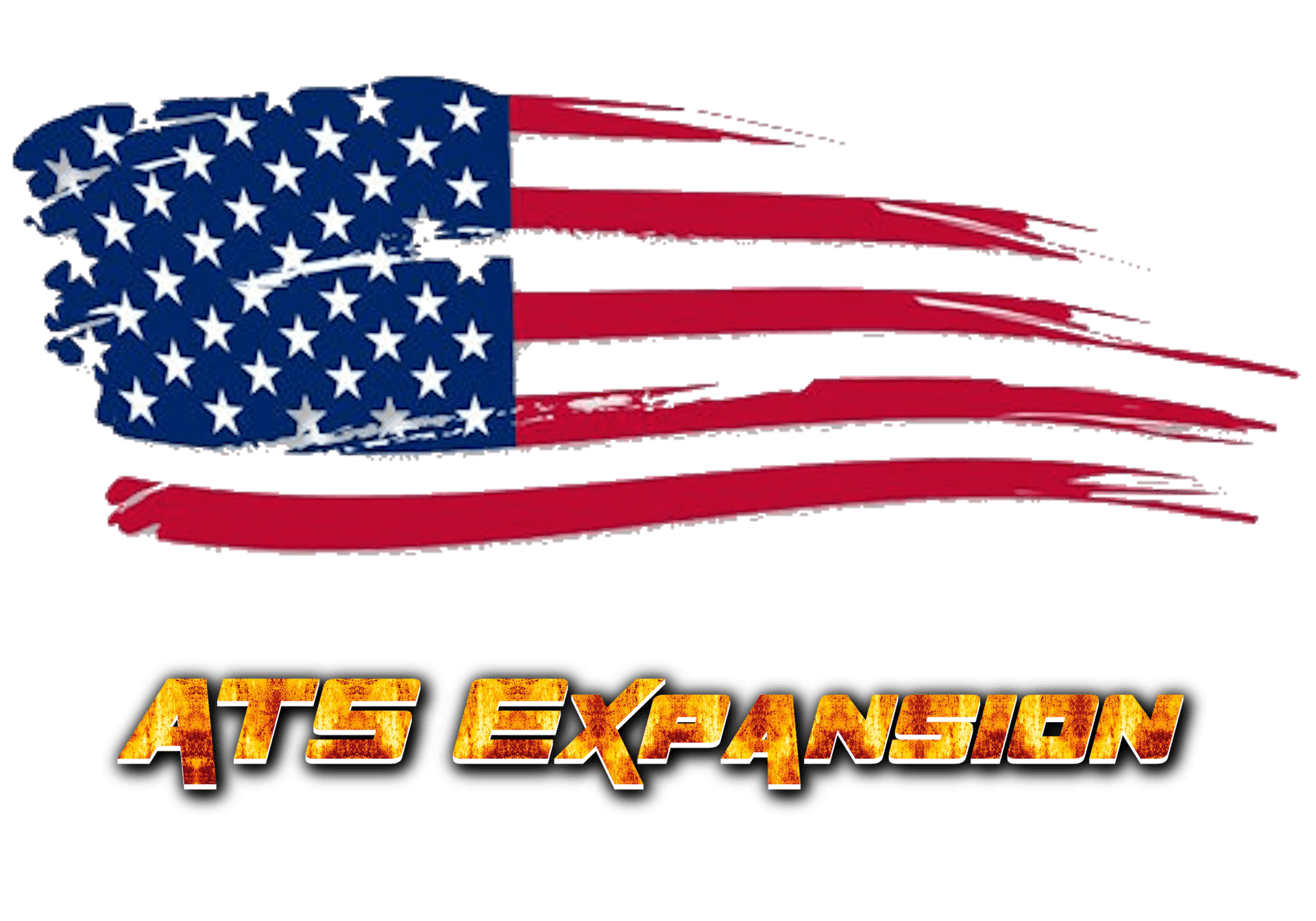 Stylized American flag graphic above the text 'ATS Expansion' in a rugged font.